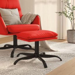 Repose-Pieds pour Salon ou Chambre - Tabouret Pouf Rouge 60x60x39 cm Similicuir BV259499 Bonnevie