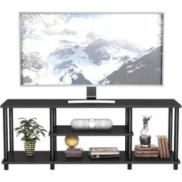 Meuble tv à 3 Niveaux pour Télévision jusqu'à 50 Pouces, Banc tv Moderne avec Structure en Métal,