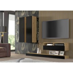 Ensemble mural duo mini meuble tv artisan noir