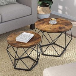 Vasagle Tables basses, lot de 2, Tables d'appoint, Tables de salon, Bouts de canapé, cadre en acier