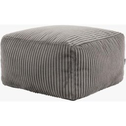 Pouf Repose-Pieds Carré en Velours Côtelé Theo, Poufs de Salon, Gris Anthracite - Gris Anthracite