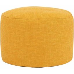 Pouf Repose-Pieds Rond en Textile Tissée Alma, Poufs de Salon, Jaune Ocre - Jaune Ocre - Icon