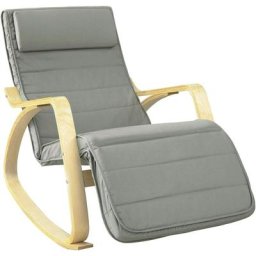 Sobuy - Fauteuil à Bascule avec Repose-Pied Réglable Design Rocking Chair Fauteuil Relax Bouleau