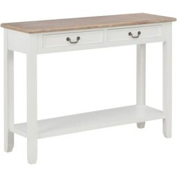 Table console Blanc 110x35x80 cm Bois Vidaxl Blanc et marron