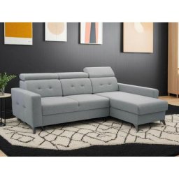 Nolan - canapé d'angle convertible - avec coffre - têtières réglables - 4 places - droit - gris