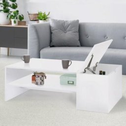 Table basse bar contemporaine izia avec coffre blanc - Blanc
