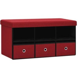 Vidaxl - Banc de rangement pliable Bordeaux 76x38x38 cm Faux lin Rouge bordeaux