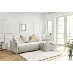 Canapé d'angle convertible BOBOCHIC XS - Canapé d'angle convertible coffre LEON Angle droit Beige