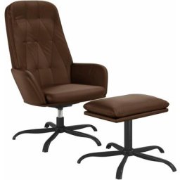 Chaise de relaxation avec repose-pied Brun brillant Similicuir Vidaxl Marron