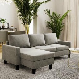 Fox - Canapé D'angle Réversible - Gris Clair- 3 places - Style Contemporain - Budwing