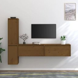 Meubles TV décor - Armoire Télévision 4 pcs Marron miel Bois massif de pin - Style contemporain