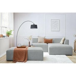 Canapé modulable Bobochic Canapé d'angle fixe modulable megeve tissu velours côtelé avec pouf Angle