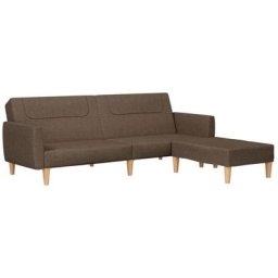 Canapé-lit à 2 places avec repose-pied Marron Tissu vidaXL - Marron