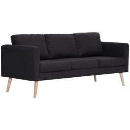Canapé à 3 places Tissu Noir vidaXL - Black