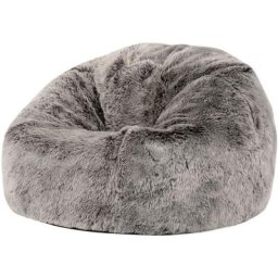 icon Pouf en Fausse Fourrure pour Enfants, Poufs de Salon, Gris Loup - Gris Loup
