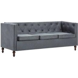 Vidaxl - Canapé Chesterfield à 3 places Revêtement en tissu Gris Gris