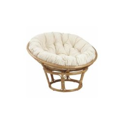 Fauteuil papasan en rotin avec coussin écru