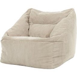 icon Pouf Fauteuil en Velours Côtelé Morgan, XXL Pouf Geant pour Salon, Pouf Poire Adultes, Beige