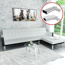 Kalisse - canapé convertible - Moderne Salon Canapé-lit d'angle Cuir synthétique Blanc,218x155x69 cm