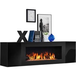 Fireplace Cabinet Noir Mat & Noir Brillant - Noir Mat & Noir Brillant