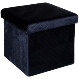 Pouf pliable 31x31 cm Mix n Modul velours bleu marine - 5 five simply smart - Bleu marine