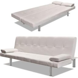 Canapé-lit réglable avec deux oreillers Similicuir Blanc crème vidaXL - Cream white
