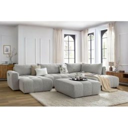 Canapé panoramique convertible Bobochic Canapé panoramique convertible coffre arsene avec pouf