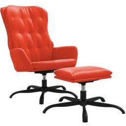 Chaise de relaxation avec repose-pied Rouge Similicuir Vidaxl Red