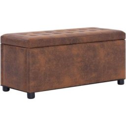 Pouf de rangement 87,5 cm Marron Similicuir daim Vidaxl Marron