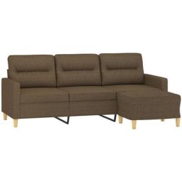 Canapé à 3 places avec repose-pieds Marron 180 cm Tissu Vidaxl Marron