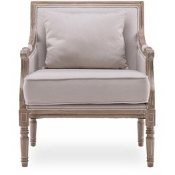 Fauteuil Bergère Ambroise style Louis xvi tissu beige - Beige