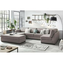 Canapé panoramique convertible Bobochic Canapé panoramique convertible mega avec pouf Angle gauche