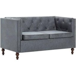 Vidaxl - Canapé Chesterfield à 2 places Revêtement en tissu Gris Grey