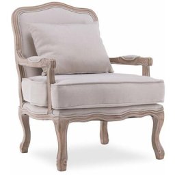 Fauteuil Gustave style Louis xv tissu beige - Beige
