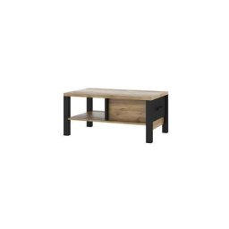 Table basse design collection darwin avec un tiroir et une niche. Couleur épicéa et noir. - Marron