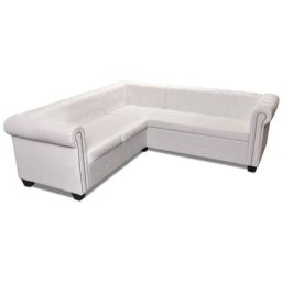 Vidaxl - Canapé d'angle Chesterfield 5 plc Cuir artificiel Blanc White