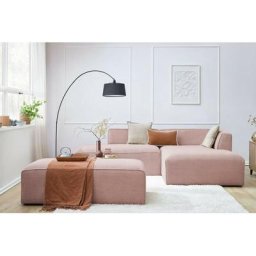 Canapé modulable Bobochic Canapé d'angle fixe modulable megeve tissu velours côtelé avec pouf Angle