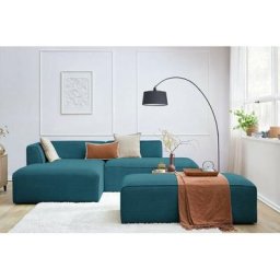 Canapé modulable Bobochic Canapé d'angle fixe modulable megeve tissu velours côtelé avec pouf Angle