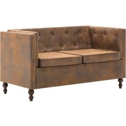 Vidaxl - Canapé à 2 places Revêtement en tissu Marron Aspect de daim n/a