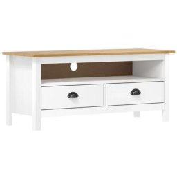 Meuble tv Hill Range Blanc 110x40x47 cm Bois de pin solide Vidaxl Blanc et marron