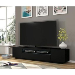 Ac-déco - Meuble tv Aura avec 3 portes - Noir mat - l 200 x p 37 x h 36-42 cm - Livraison gratuite