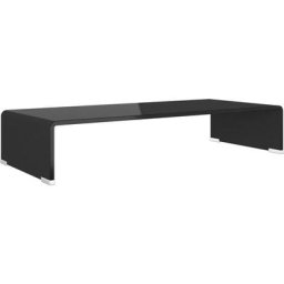 Meuble tv/ Support pour moniteur 70 x 30 x 13 cm Verre Noir Vidaxl Noir