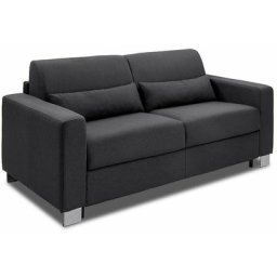 Canapé 3 places domus V2 convertible express sommier lattes 140cm matelas 17 cm tweed gris graphite