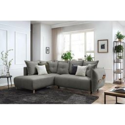 Canapés d'angle l convertibles Bobochic Canapé d'angle l convertible coffre nessa Angle gauche Gris