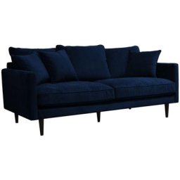 Canapé Candice 3 places bleu foncé en velours - Atmosphera créateur d'intérieur - Bleu foncé