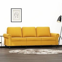 Canapé Relax Salon - Moderne Canapé à 3 places Jaune 180 cm Velours,212x77x80 cm
