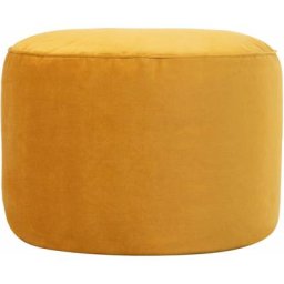 icon Pouf Repose-Pieds Rond en Velours Milano, Poufs de Salon, Jaune Ocre - Jaune Ocre