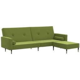 Vidaxl - Canapé-lit à 2 places avec repose-pied Vert clair Velours Vert clair