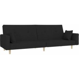Vidaxl - Canapé-lit à 2 places avec deux oreillers Noir Tissu Noir