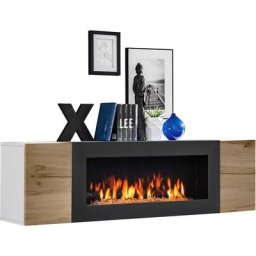 Fireplace Cabinet Blanc Mat & Wotan Mat - Blanc Mat & Wotan Mat